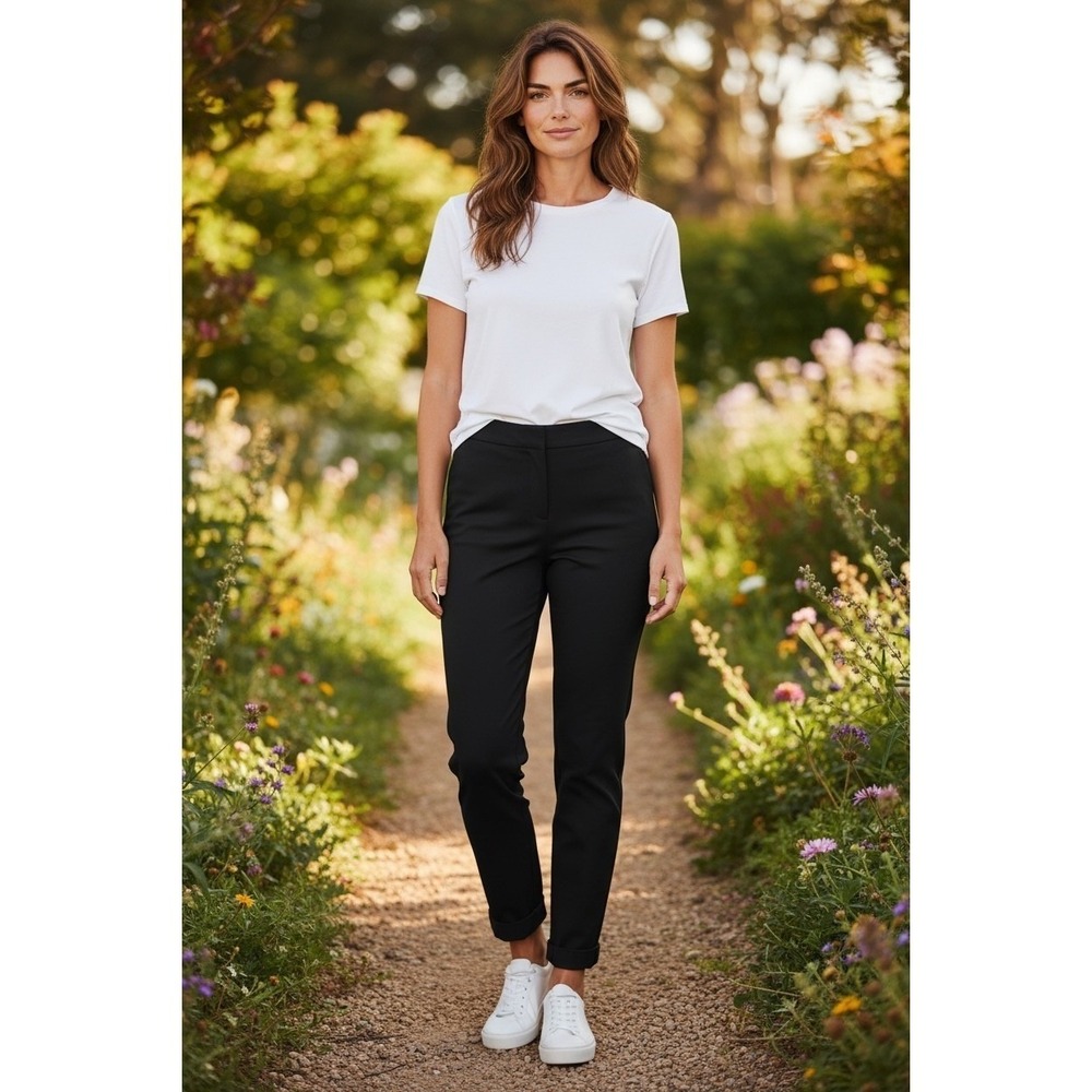 NWT Ann Taylor The Ankle Pants Size 0 Black High Rise Slim Bi-Stretch Cuffed - Picture 1 of 11